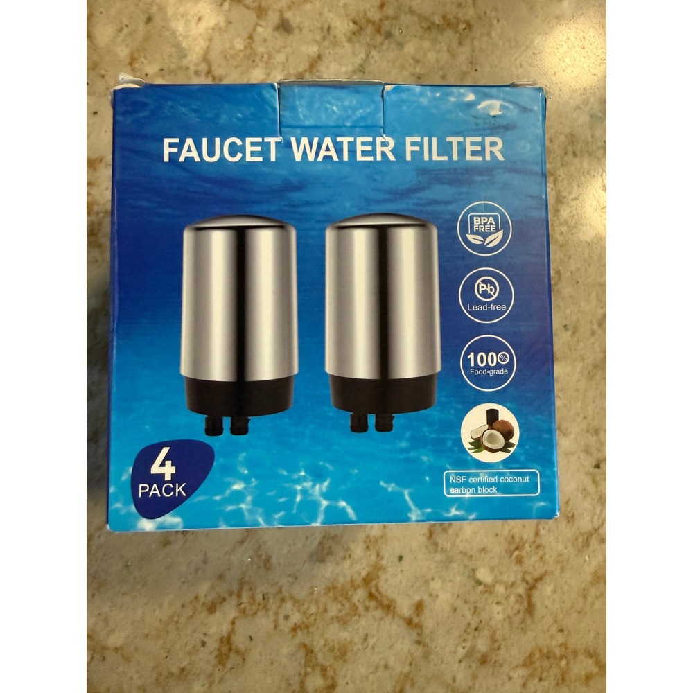 4 Pack Faucet Water Filter Replacement for Sink FR-200 FF-100 Coconut Carbon